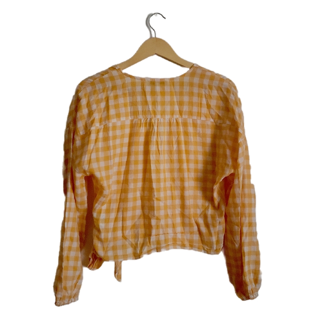 Madewell Long Sleeve Sash Tie in Gingham Check Size Medium- Sold out online - Picture 3 of 4